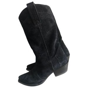 Saint laurent black suede Lukas western boot